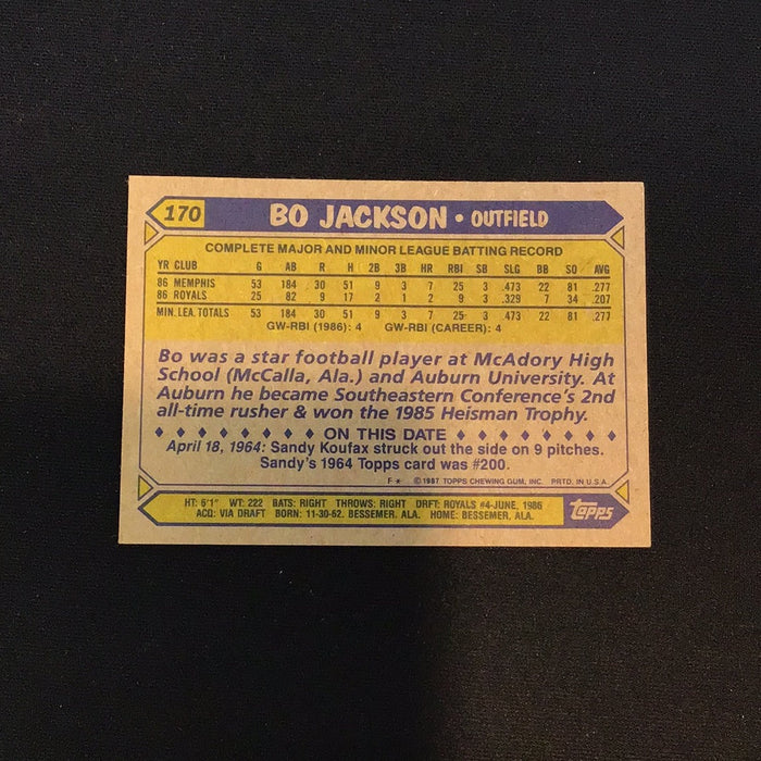 1987 Topps #170 Bo Jackson RC