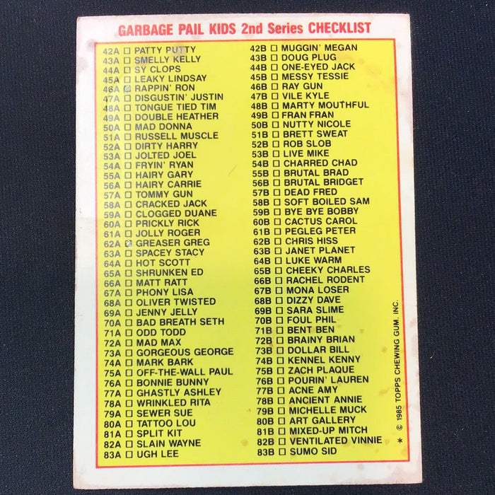 1985 Topps Garbage Pail Kids #46a Rappin' Ron