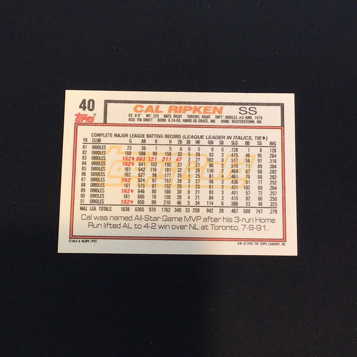 1992 Topps #40 Cal Ripken