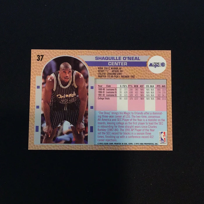1992-93 Fleer Drake's #37 Shaquille O'Neal