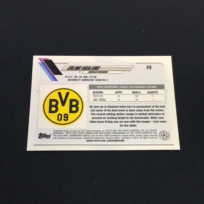 2020-21 Topps Chrome UEFA Champions League Pink Refractors #49 Erling Haaland