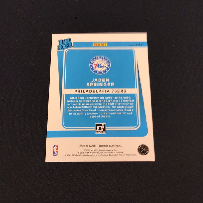 2021-22 Donruss #247 Jaden Springer RR RC