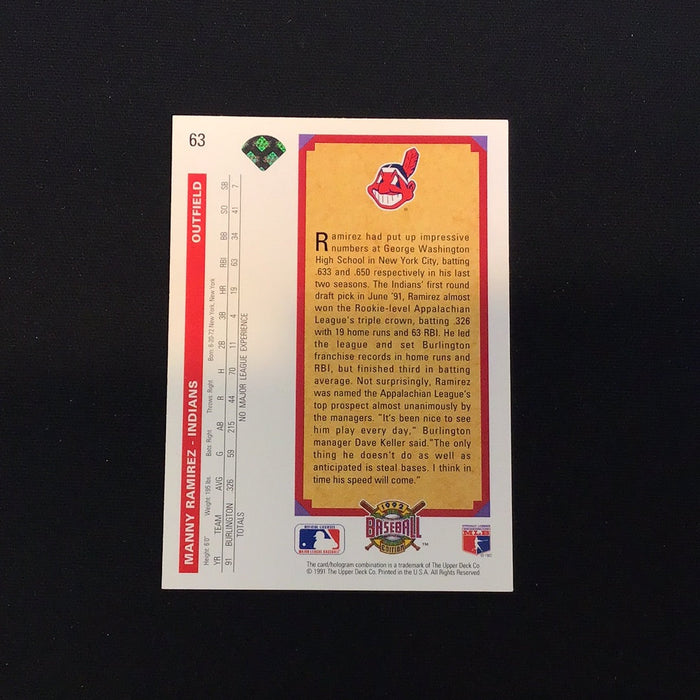 1992 Upper Deck #63 Manny Ramirez RC