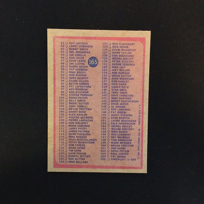 1984-85 Topps #165 Checklist 1-165 SP