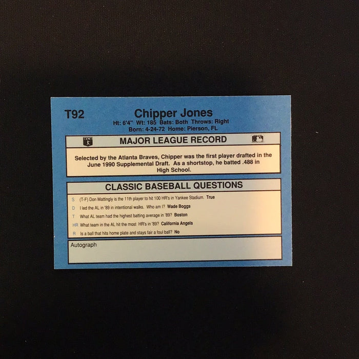 1990 Classic Yellow #T92 Chipper Jones