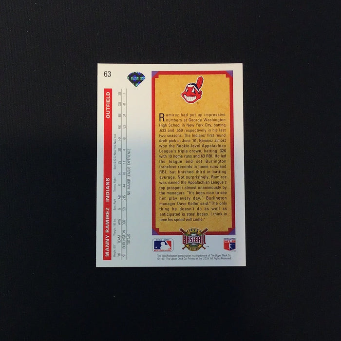 1992 Upper Deck #63 Manny Ramirez RC