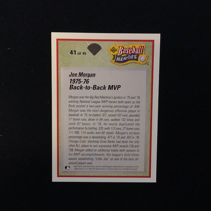 1992 Upper Deck Bench/Morgan Heroes #41 Joe Morgan