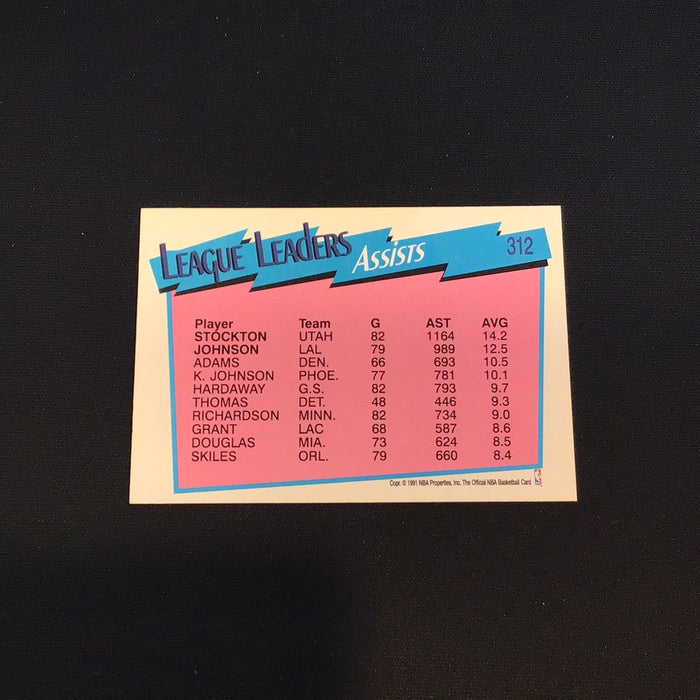 1991-92 Hoops #312 Assists League Leaders/John Stockton/Magic Johnson
