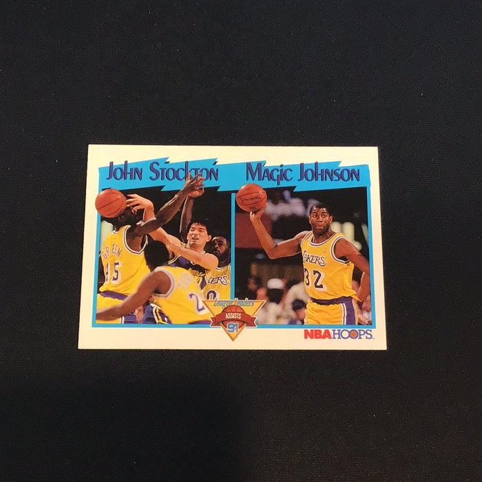 1991-92 Hoops #312 Assists League Leaders/John Stockton/Magic Johnson