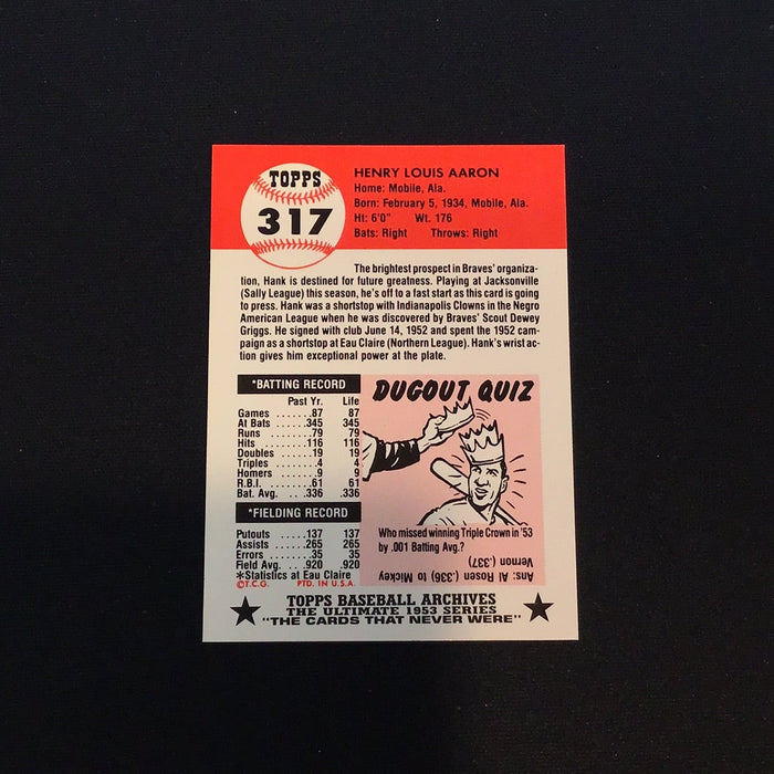 1991 Topps Archives '53 #317 Hank Aaron