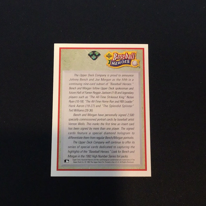 1992 Upper Deck Bench/Morgan Heroes #NNO Bench/Morgan Hdr SP