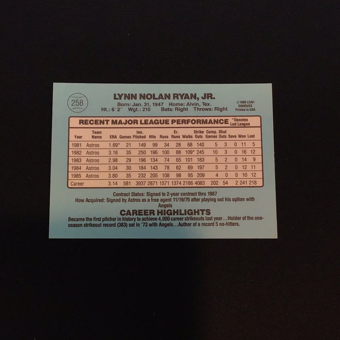 1986 Donruss #258 Nolan Ryan
