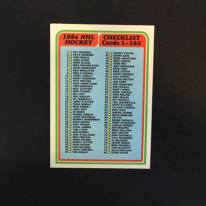1984-85 Topps #165 Checklist 1-165 SP