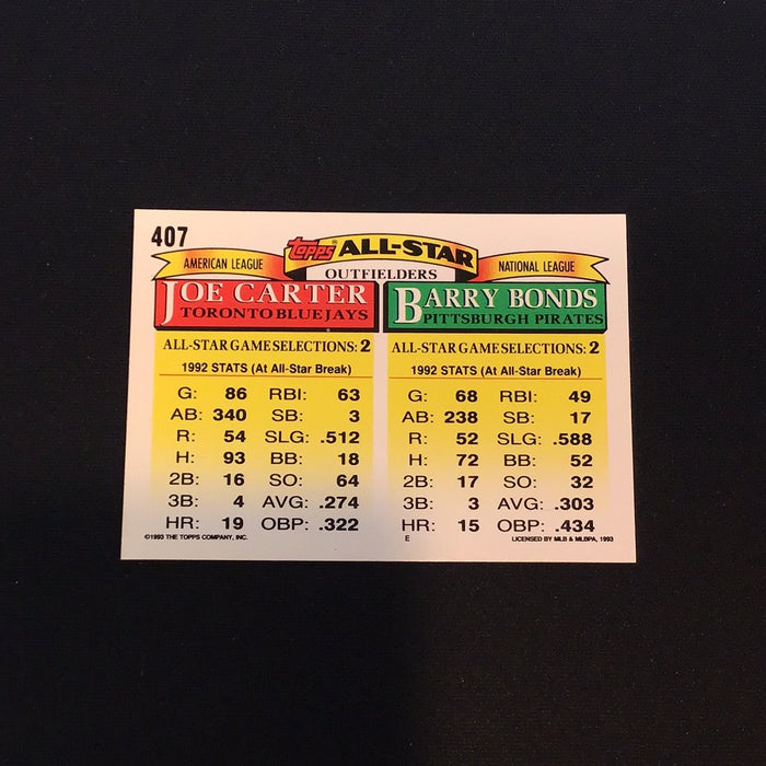 1993 Topps Gold #407 B.Bonds/J.Carter AS