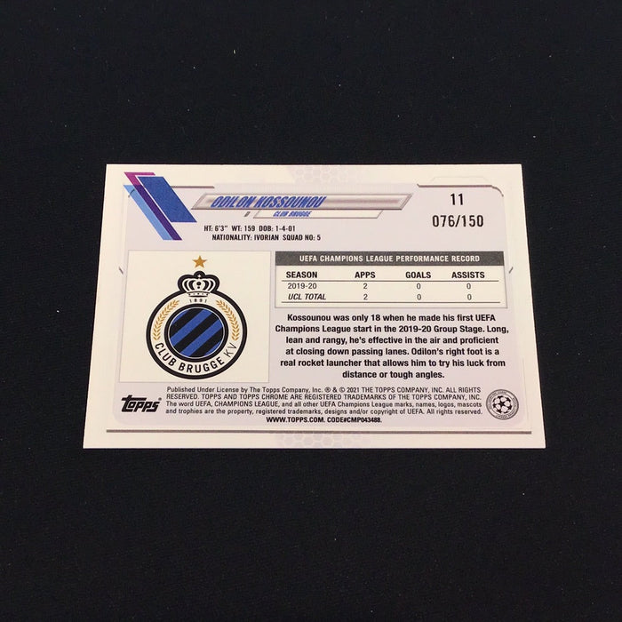 2020-21 Topps Chrome UEFA Champions League Blue Refractors #11 Odilon Kossounou