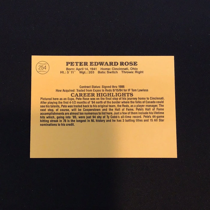 1985 Donruss #254 Pete Rose Expos