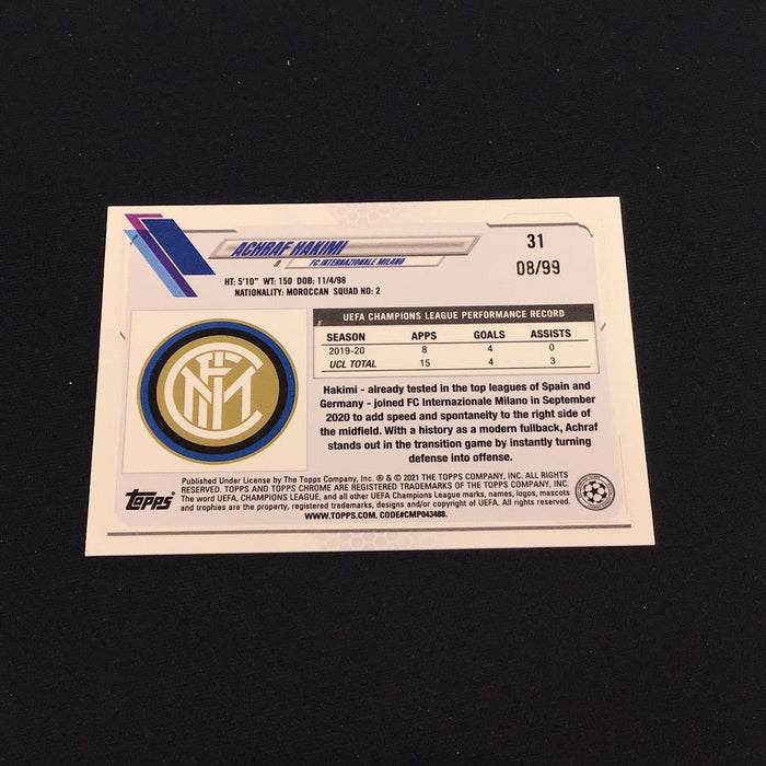 2020-21 Topps Chrome UEFA Champions League Neon Green Refractors #31 Achraf Hakimi