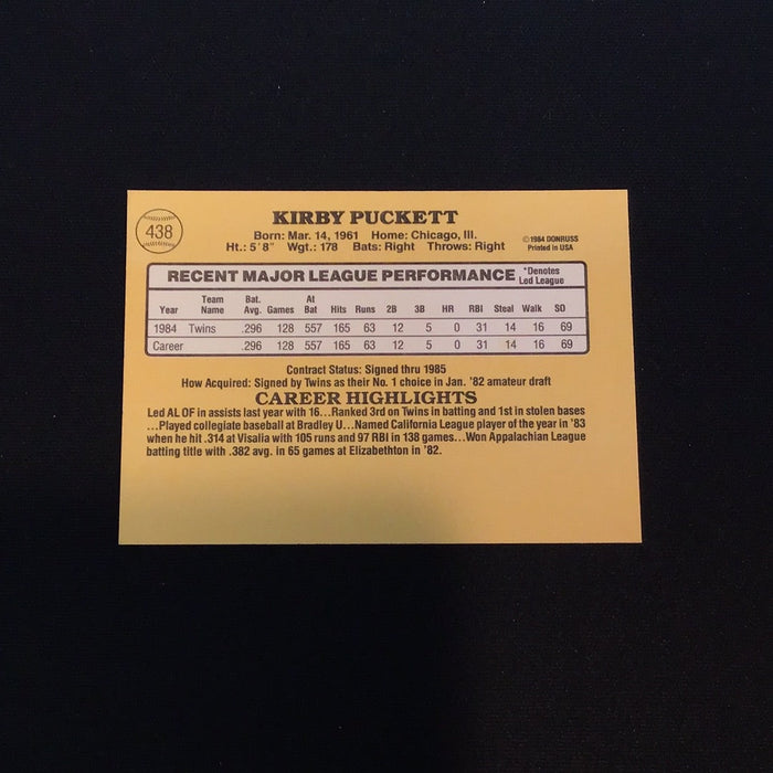 1985 Donruss #438 Kirby Puckett RC