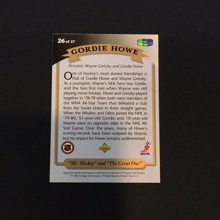 1992-93 Upper Deck Gordie Howe Heroes #26 Gordie Howe/ Wayne Gretzky