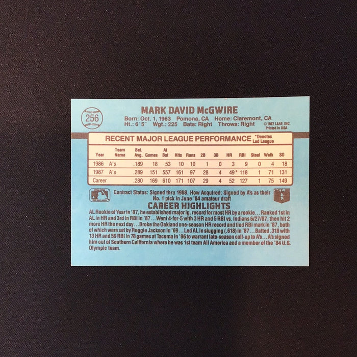 1988 Donruss #256 Mark McGwire