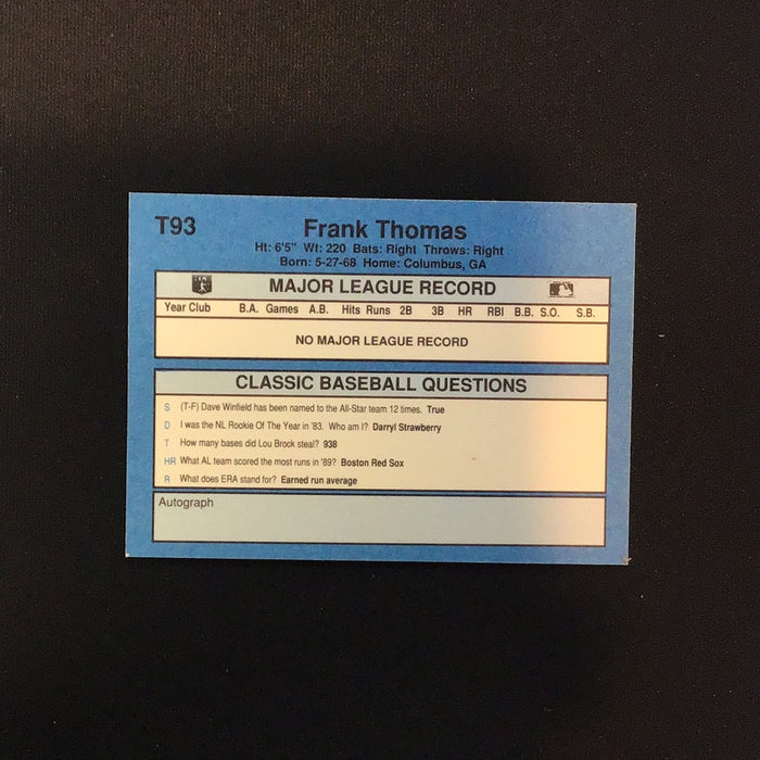 1990 Classic Yellow #T93 Frank Thomas