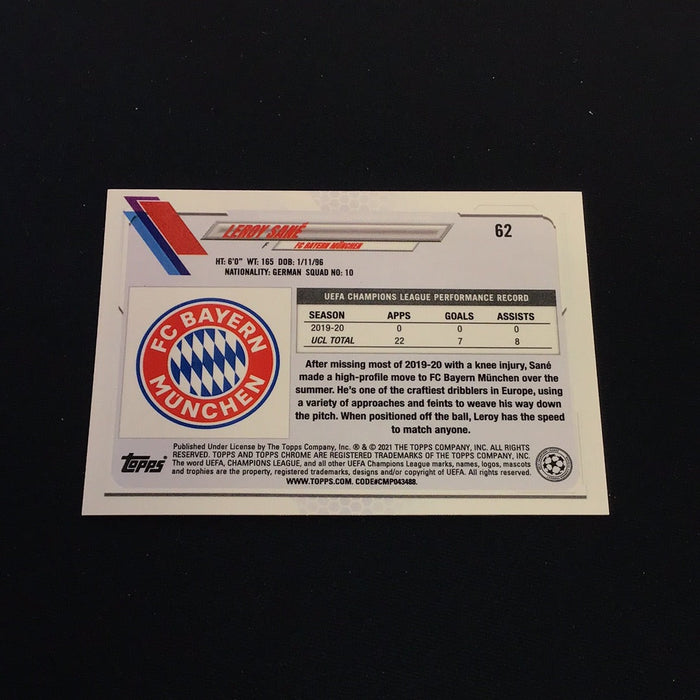 2020-21 Topps Chrome UEFA Champions League Pink Refractors #62 Leroy Sane