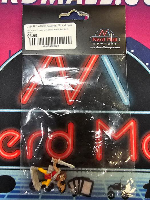 D&D Mini Red Amor Warrior w/ Broad Sword and Black Shield