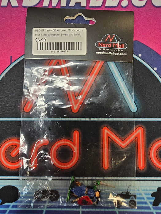 D&D Mini Blue Scale Viking w/ Sword and Shield
