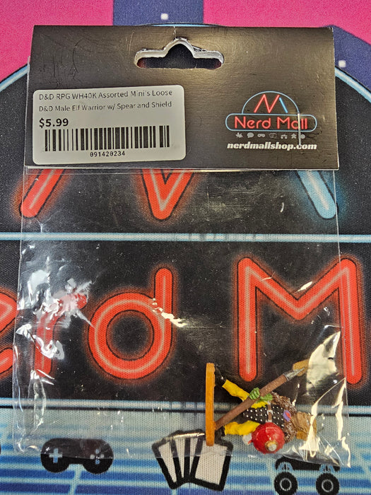 D&D Mini Male Elf Warrior w/ Spear and Shield