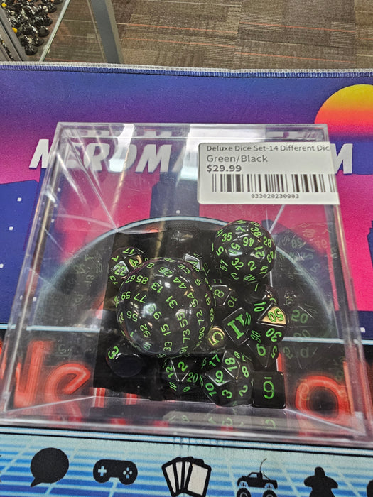 Deluxe Dice Set - 14 Different Dice Green/Black