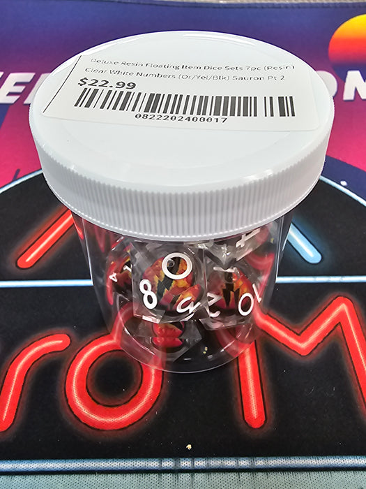 Deluxe Resin Floating Item Dice Clear White Numbers (Orange/Yellow/Black) Sauron Pt2