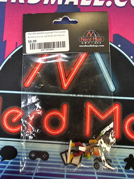 D&D Mini Red Pants Warrior w/ Shield and Partizan