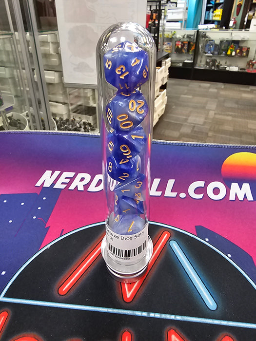 Tubed Deluxe Dice Sets Blue/White