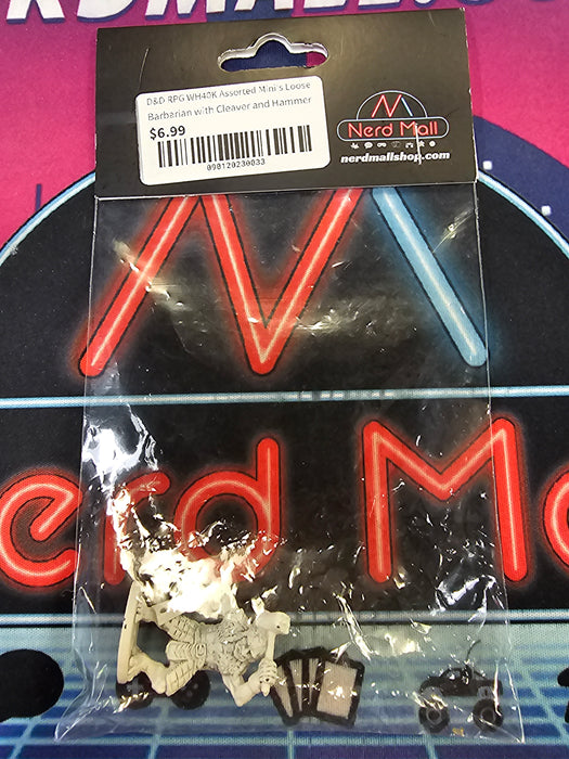 D&D Mini Barbarian w/ Cleavor and Hammer