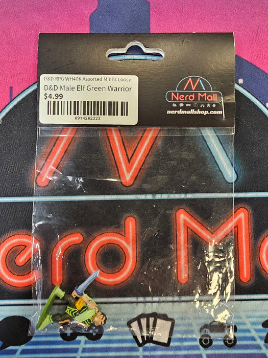 D&D Mini Male Elf Green Warrior