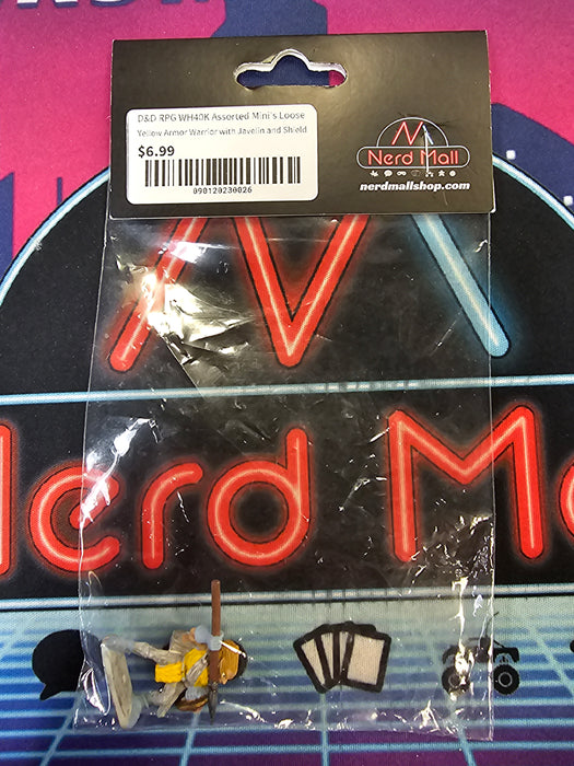 D&D Mini Yellow Armor Warrior w/ Javelin and Shield
