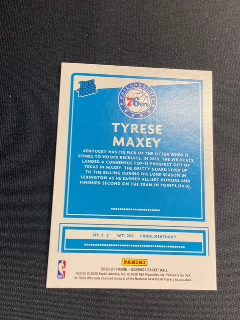 2020-21 Donruss #211 Tyrese Maxey RR RC