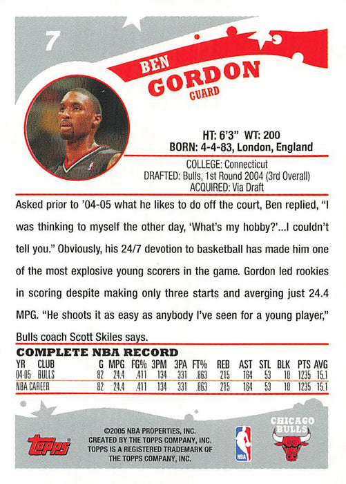 2005-06 Topps #7 Ben Gordon