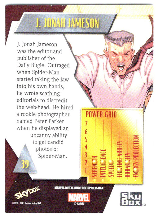 2022 SkyBox Marvel Metal Universe Spider-Man #39 J. Jonah Jameson