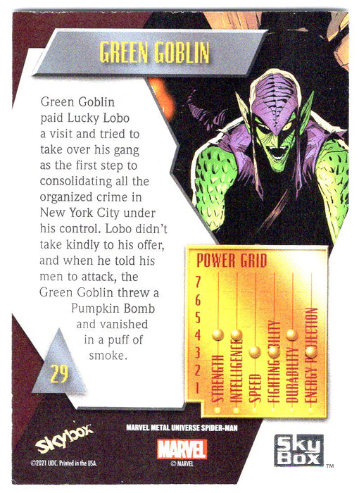 2022 SkyBox Marvel Metal Universe Spider-Man #29 Green Goblin