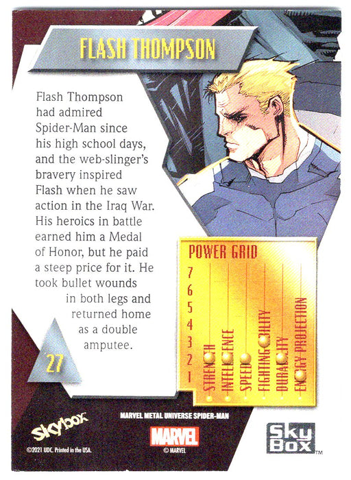 2022 SkyBox Marvel Metal Universe Spider-Man #27 Flash Thompson