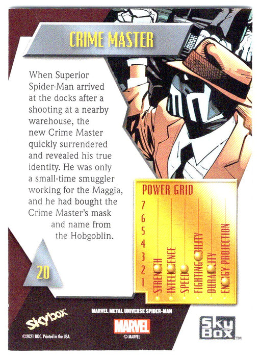 2022 SkyBox Marvel Metal Universe Spider-Man #20 Crime Master