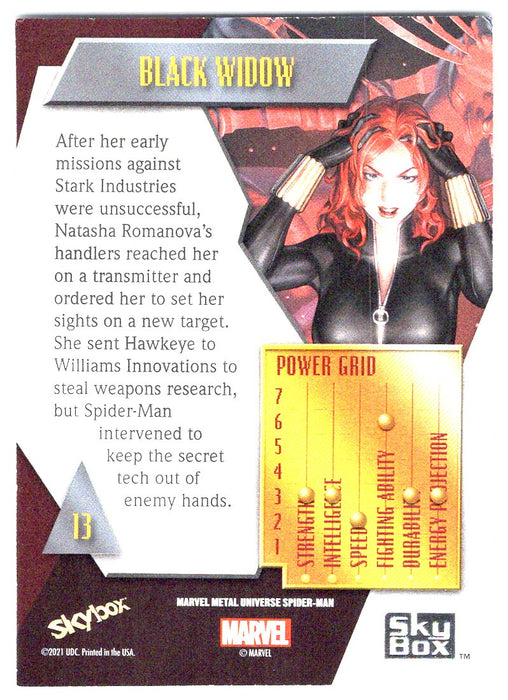 2022 SkyBox Marvel Metal Universe Spider-Man #13 Black Widow