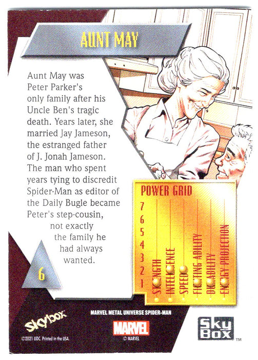 2022 SkyBox Marvel Metal Universe Spider-Man #6 Aunt May