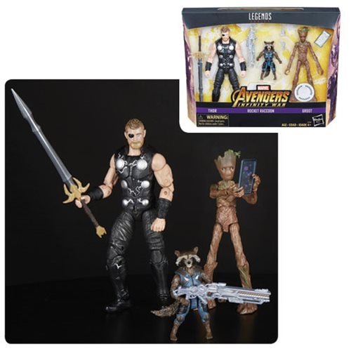 Avengers Infinity War Marvel Legends Thor, Rocket Raccoon, and Groot 3 Pack (Toys R Us Exclusive)