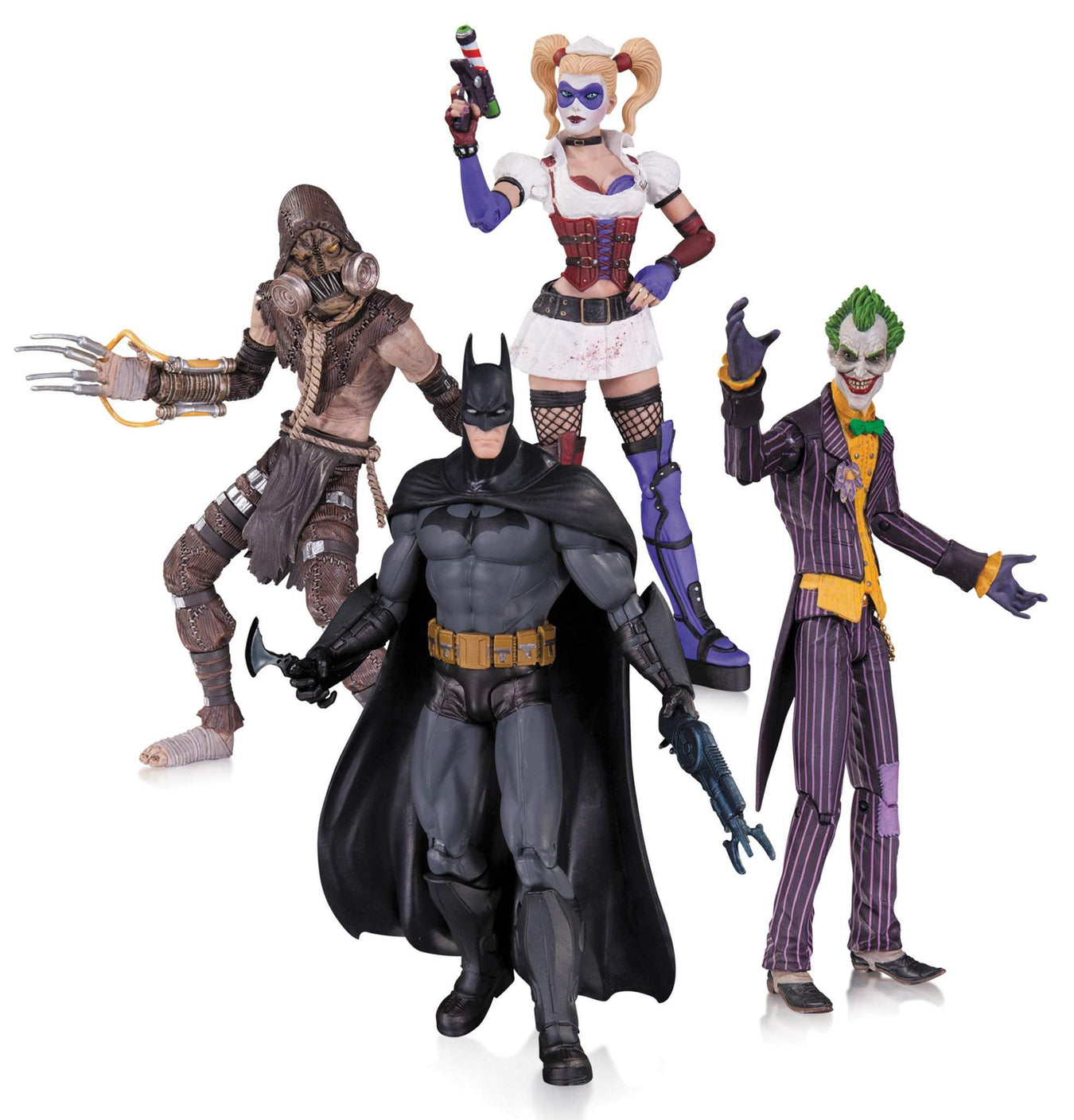 Arkham Asylum Joker Harley Batman Scarecrow 4 Pack