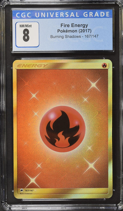Pokémon Burning Shadows Fire Energy CGC GRADE 8