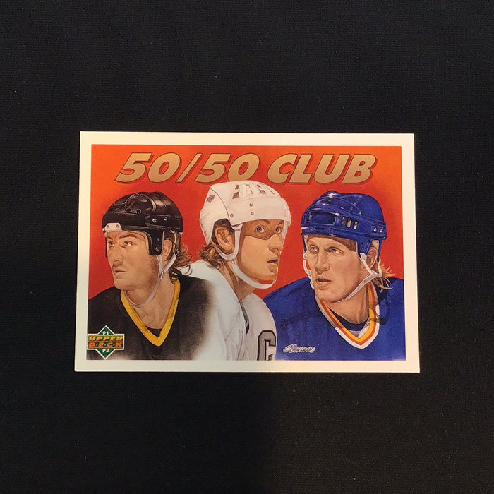 1991-92 Upper Deck #45 The 50/50 Club/Mario Lemieux/Wayne Gretzky/Brett Hull