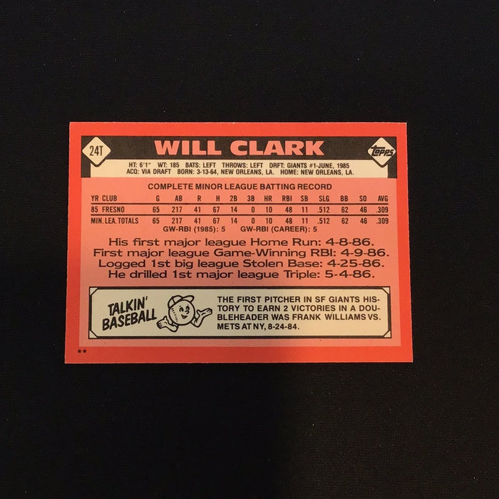 1986 Topps Traded #24T Will Clark XRC