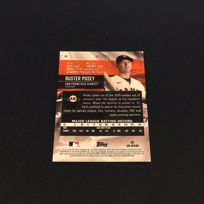 2021 Stadium Club Chrome Insert Orange Refractors #66 Buster Posey